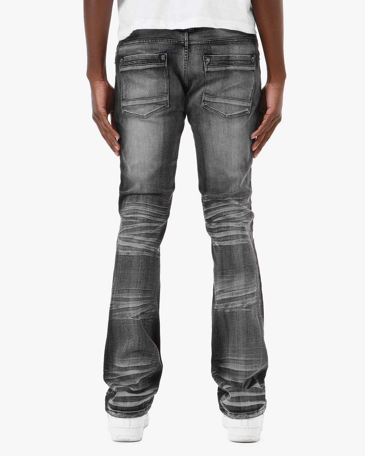 BLACK STACKED JEANS