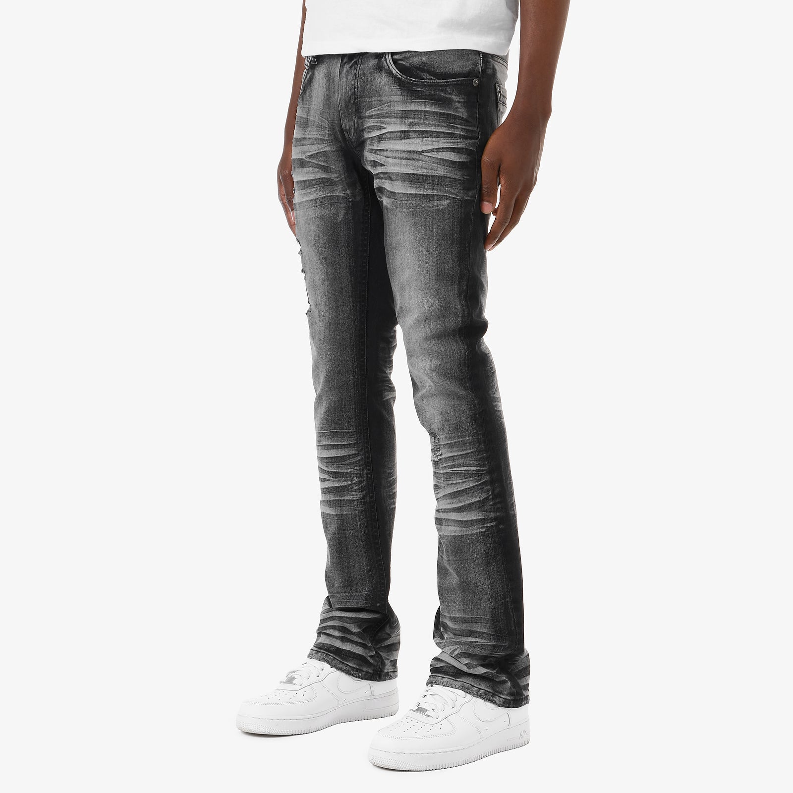 BLACK STACKED JEANS