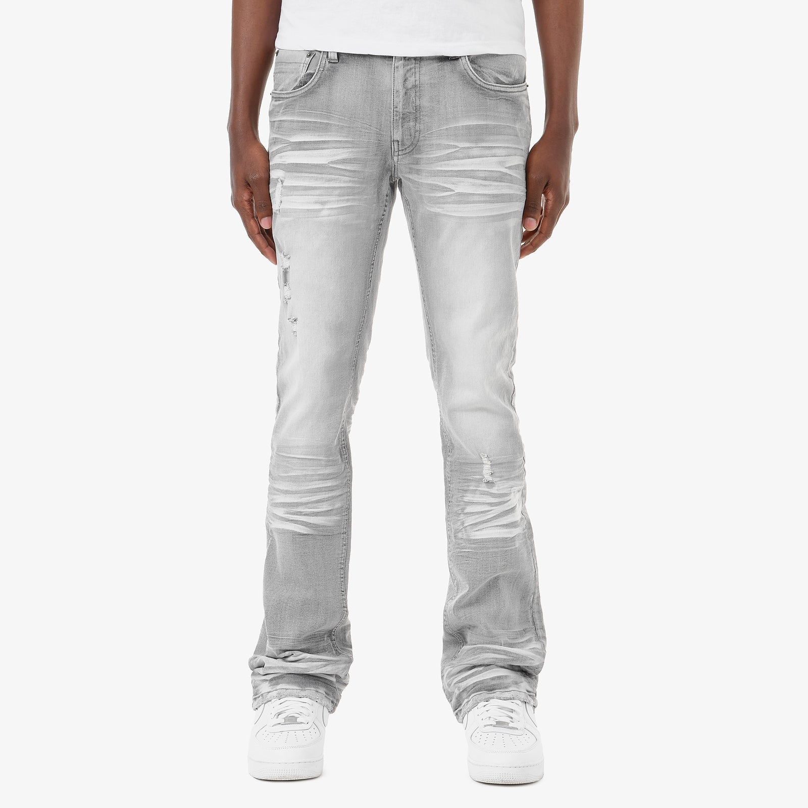 GREY STACKED JEANS