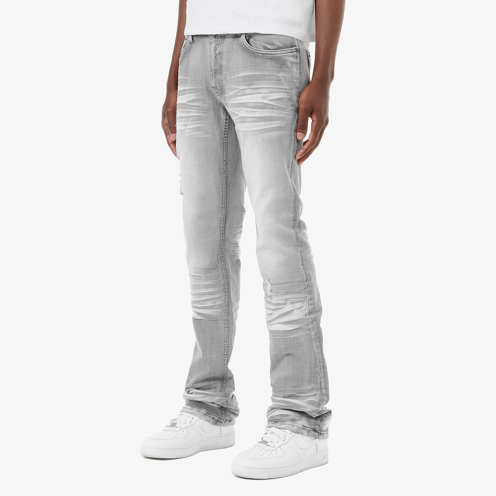 GREY STACKED JEANS