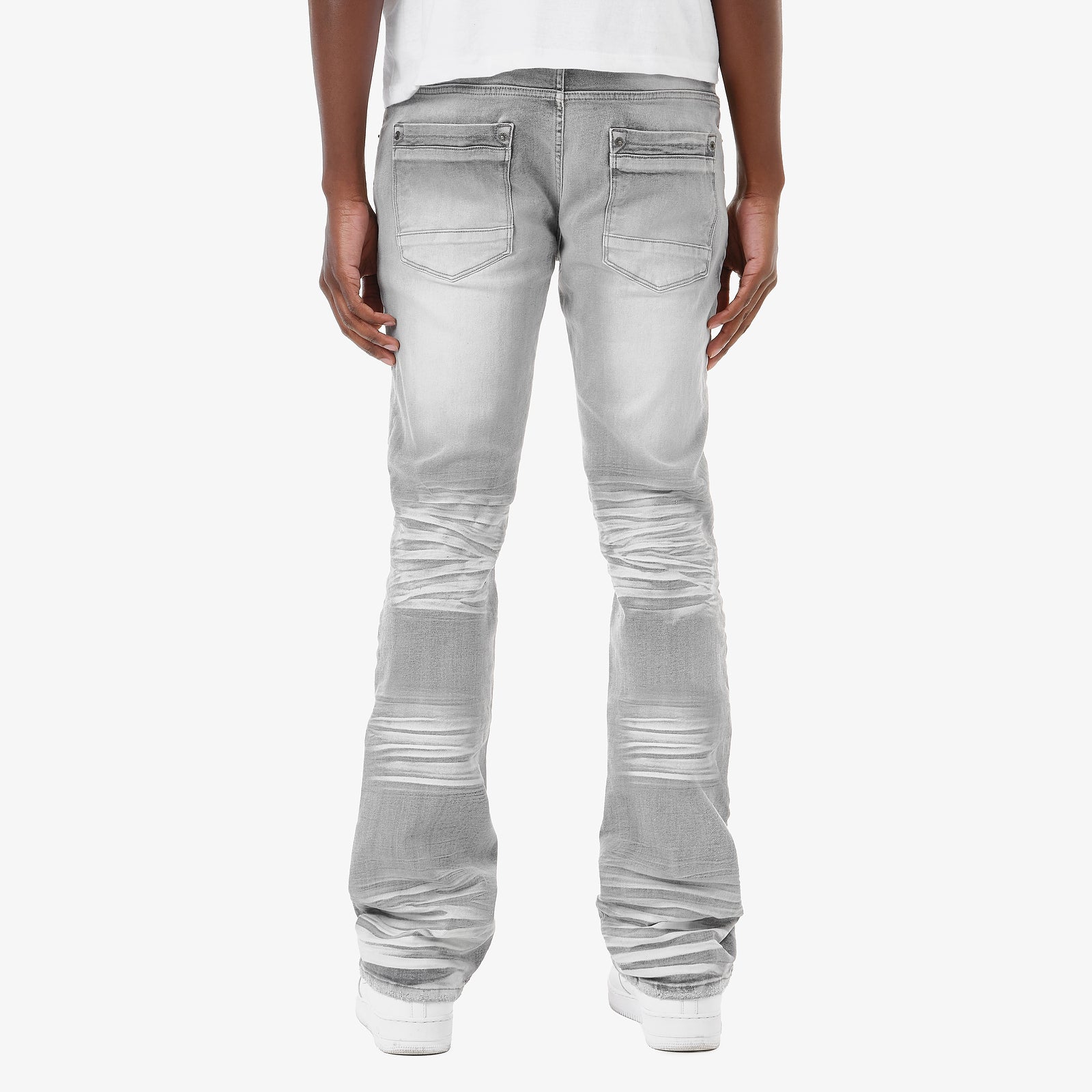 GREY STACKED JEANS