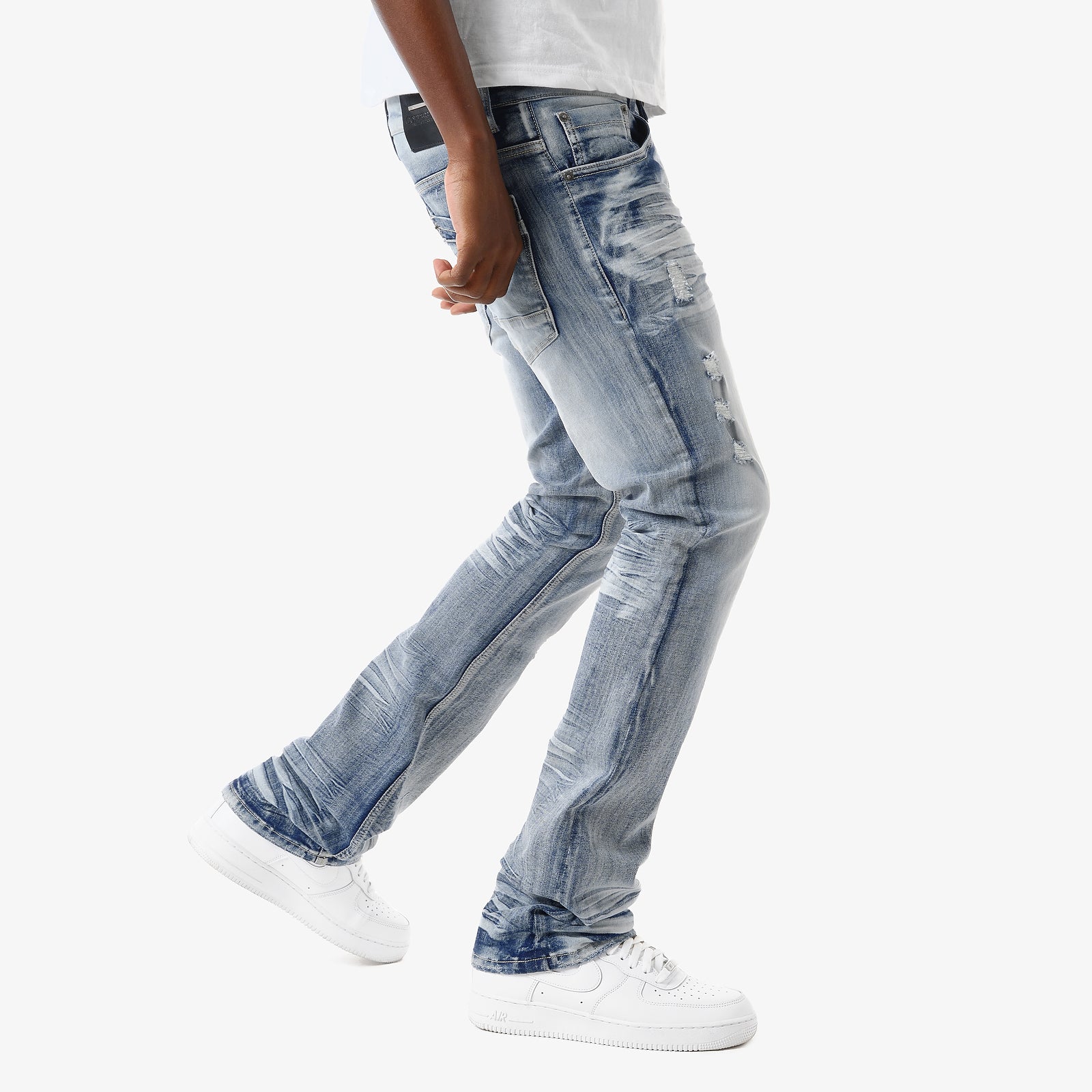 LIGHT SAND BLUE STACKED JEANS