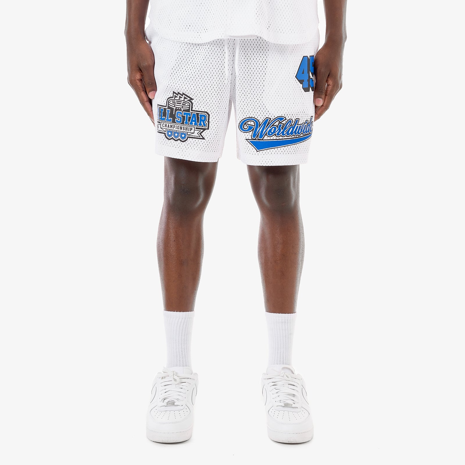 WHITE MESH SHORTS