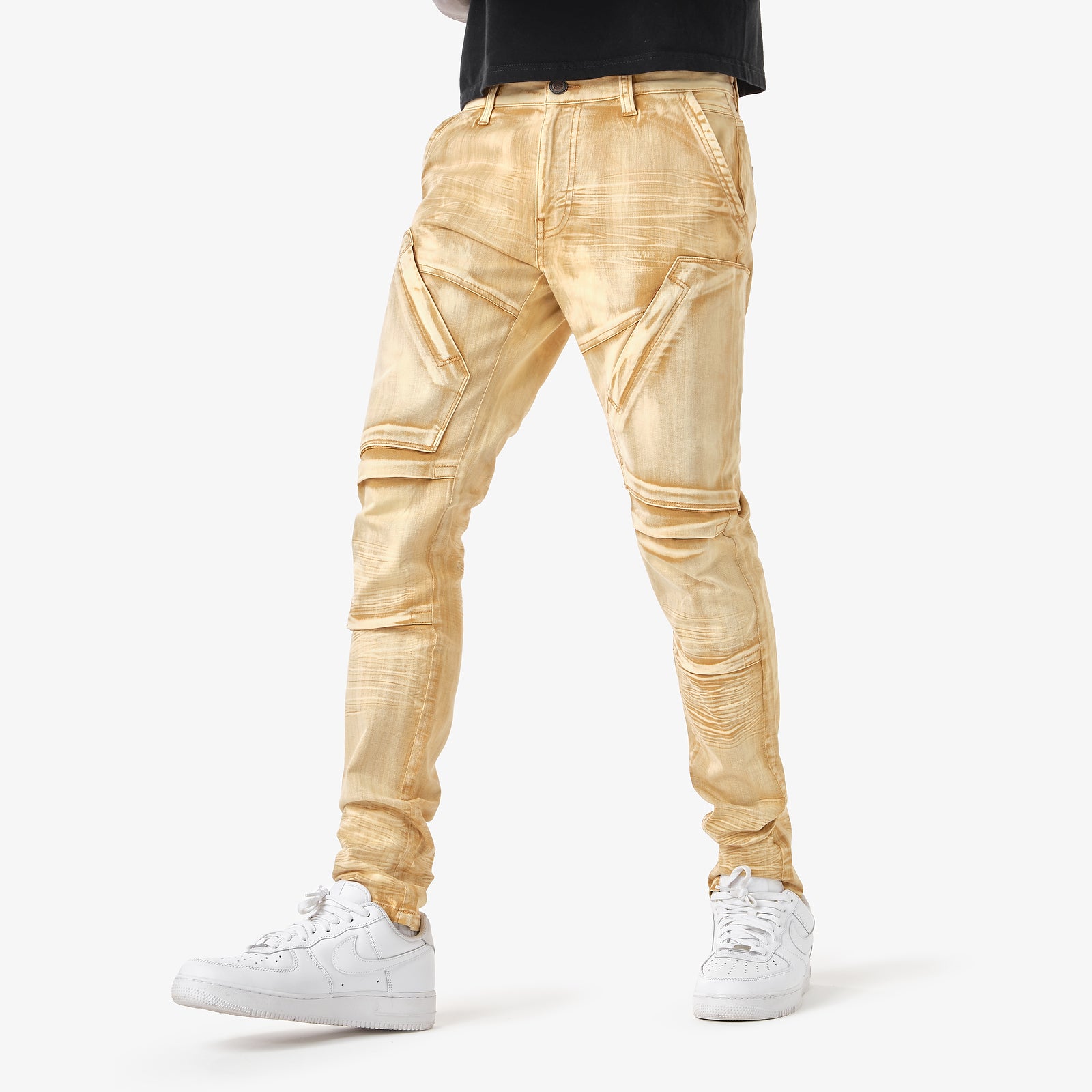 KHAKI WASHED HIDDEN POCKET JEANS