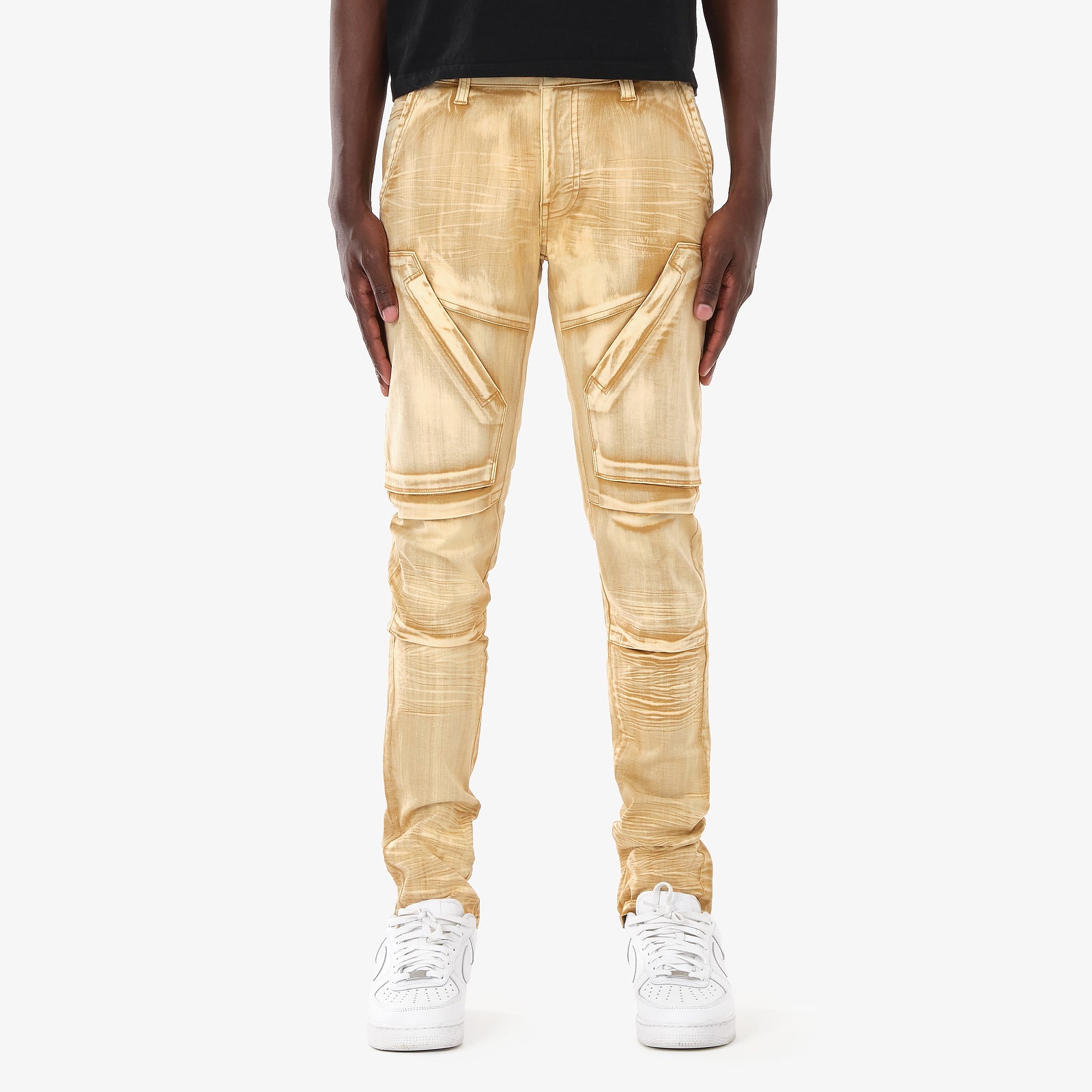 KHAKI WASHED HIDDEN POCKET JEANS