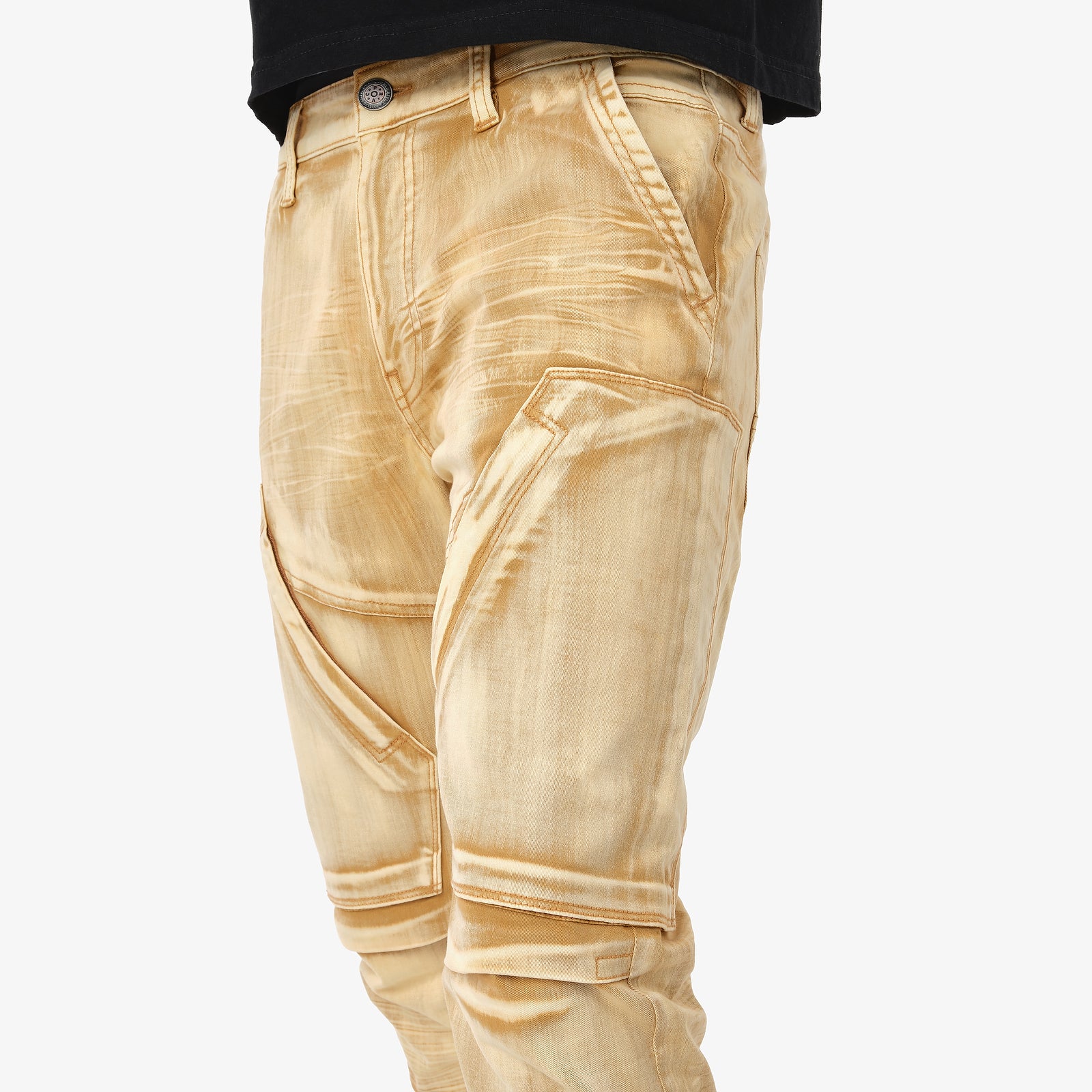 KHAKI WASHED HIDDEN POCKET JEANS