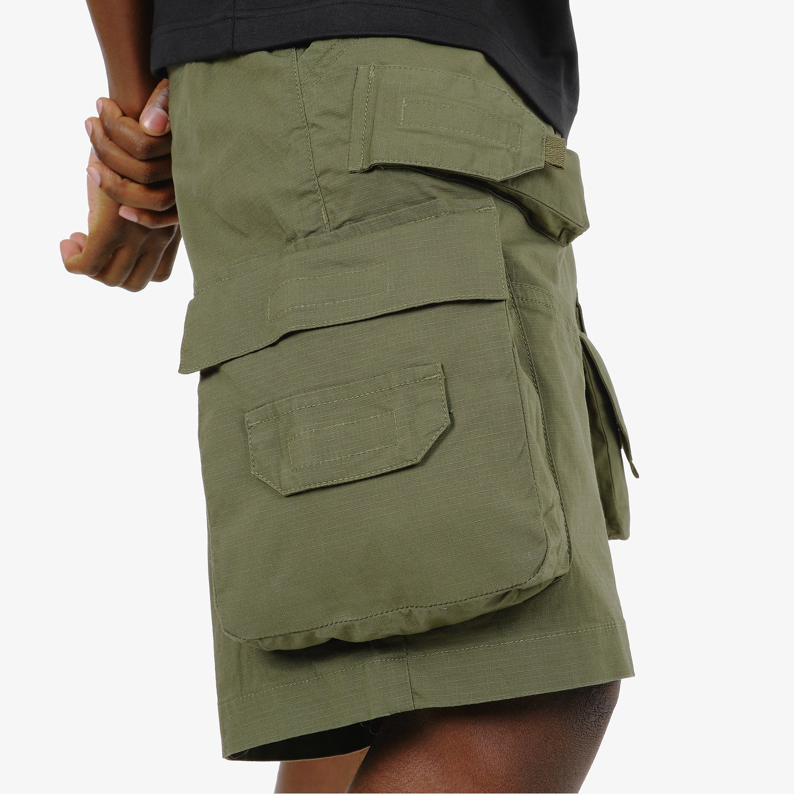 OLIVE RIP STOP CARGO SHORTS