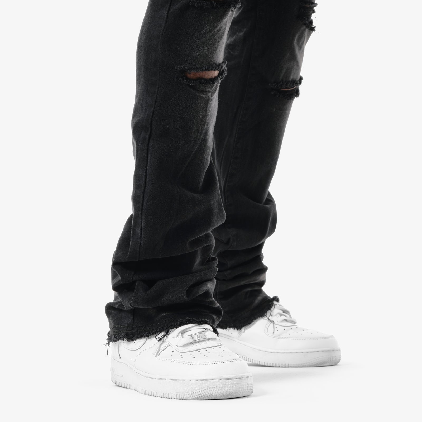 BLACK STACKED JEANS W/ SUPER STRETCH