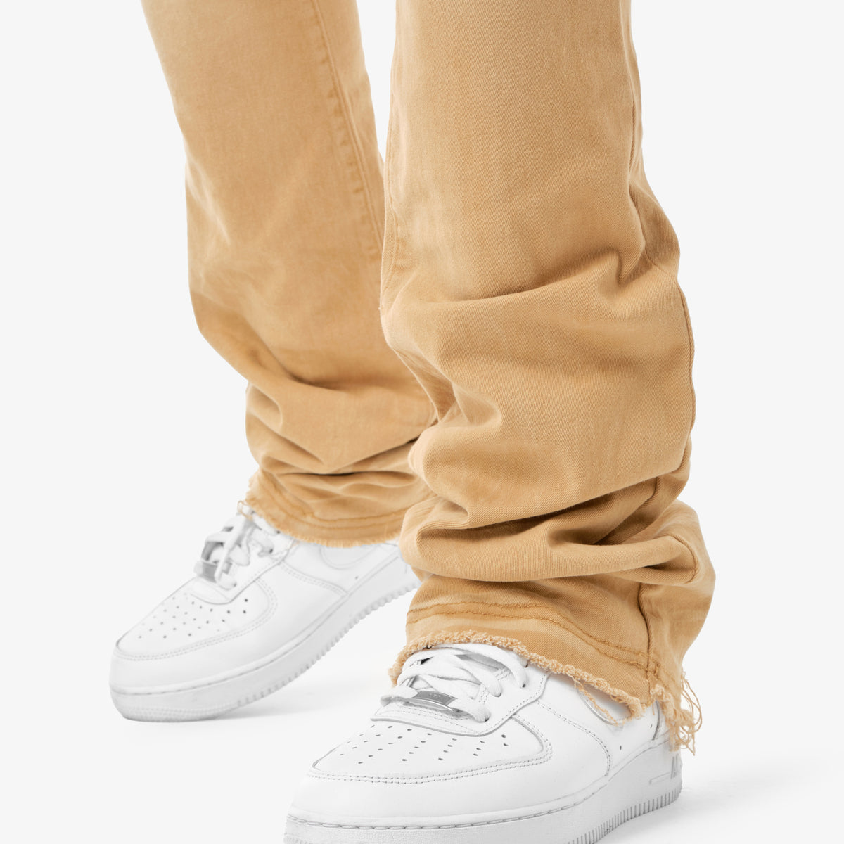 KHAKI STACKED JEANS W/ SUPER STRETCH