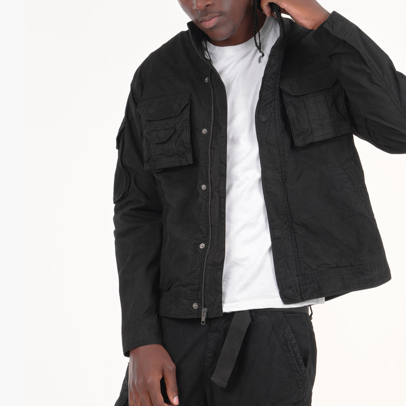 JET BLACK CARGO JACKET