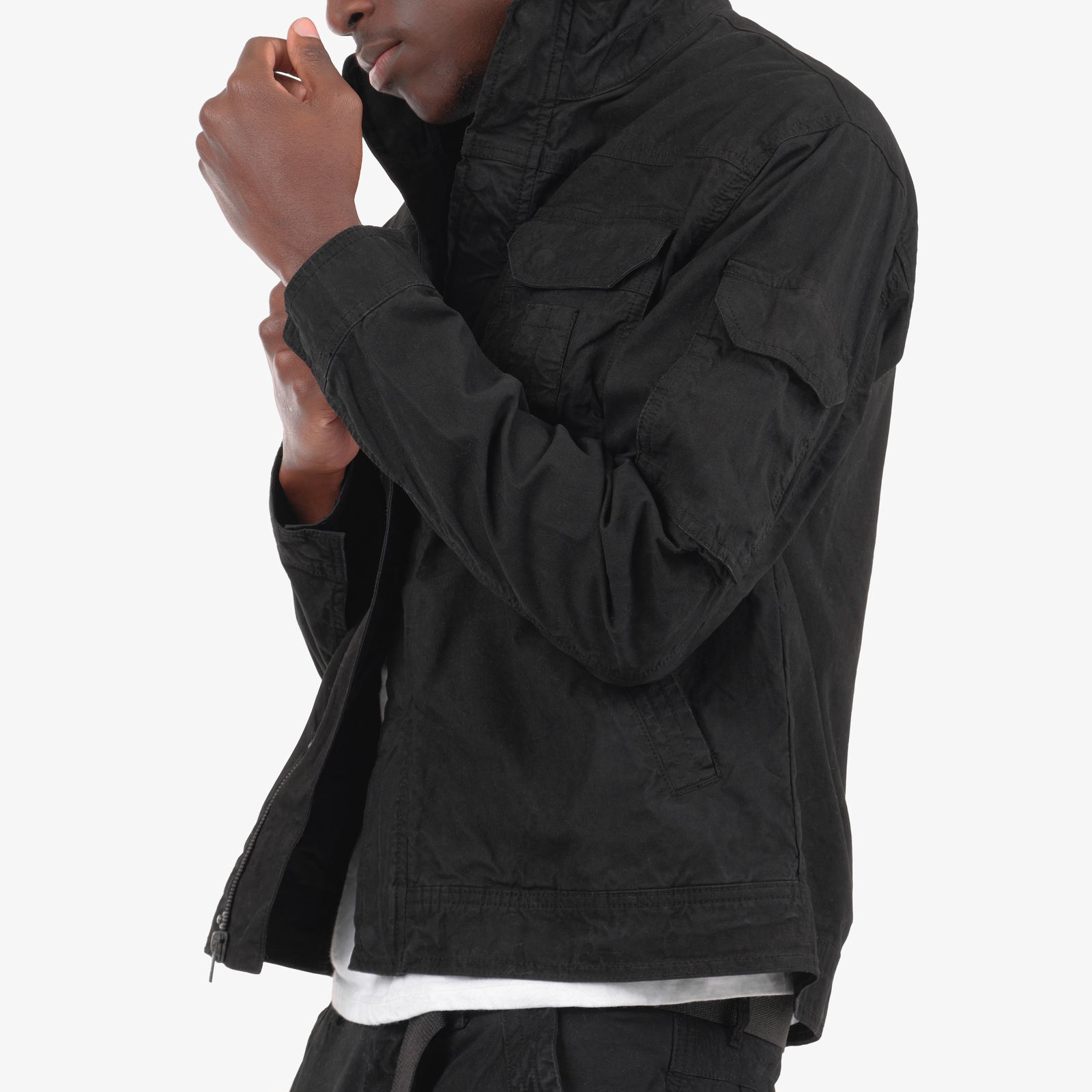 JET BLACK CARGO JACKET