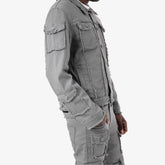GRAY FRAYED DENIM JACKET