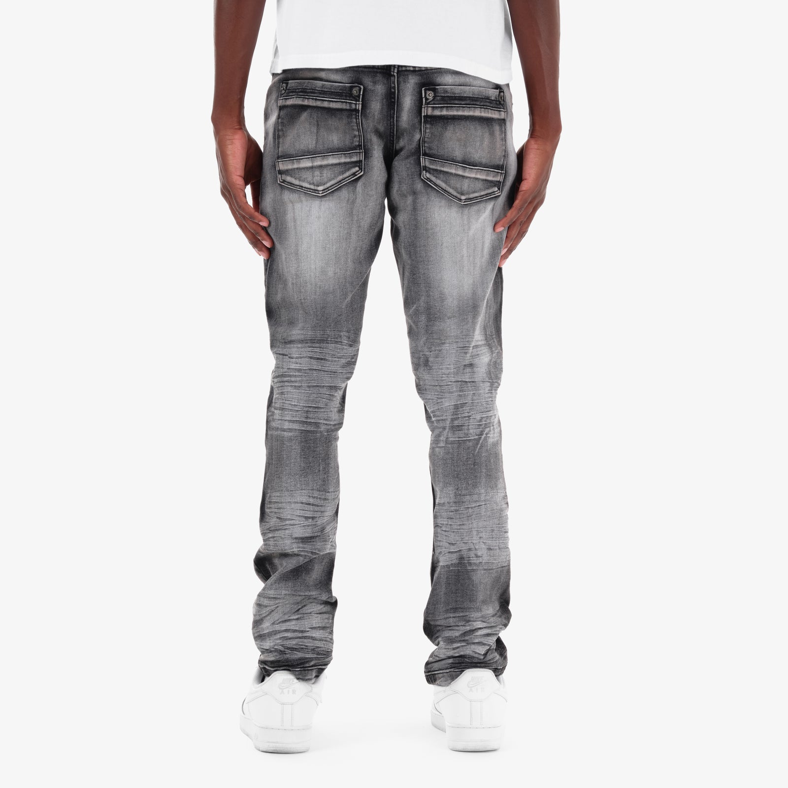 BLACK SAND TINT RIP & REPAIR JEANS