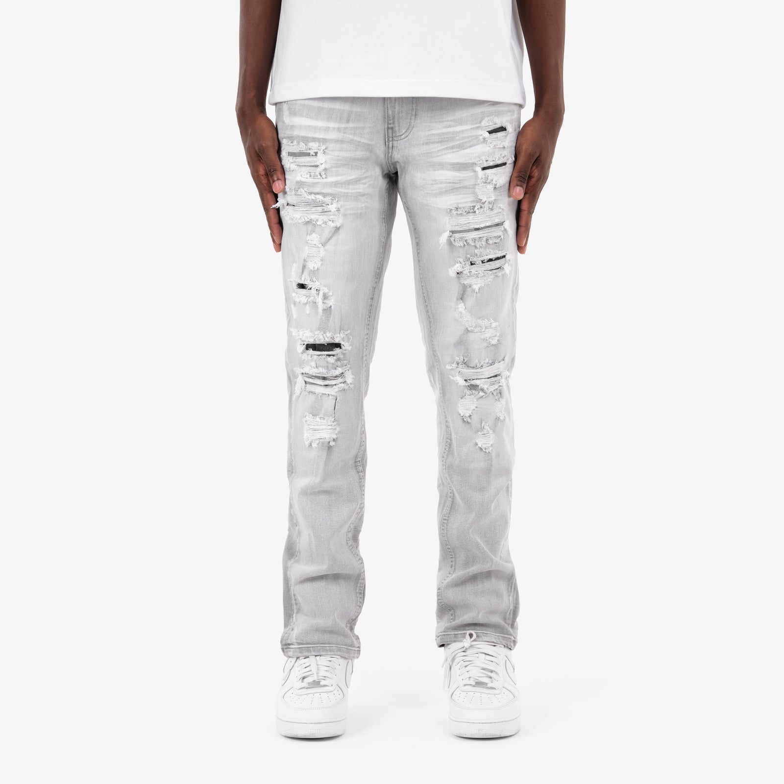 GRAY RIP & REPAIR JEANS