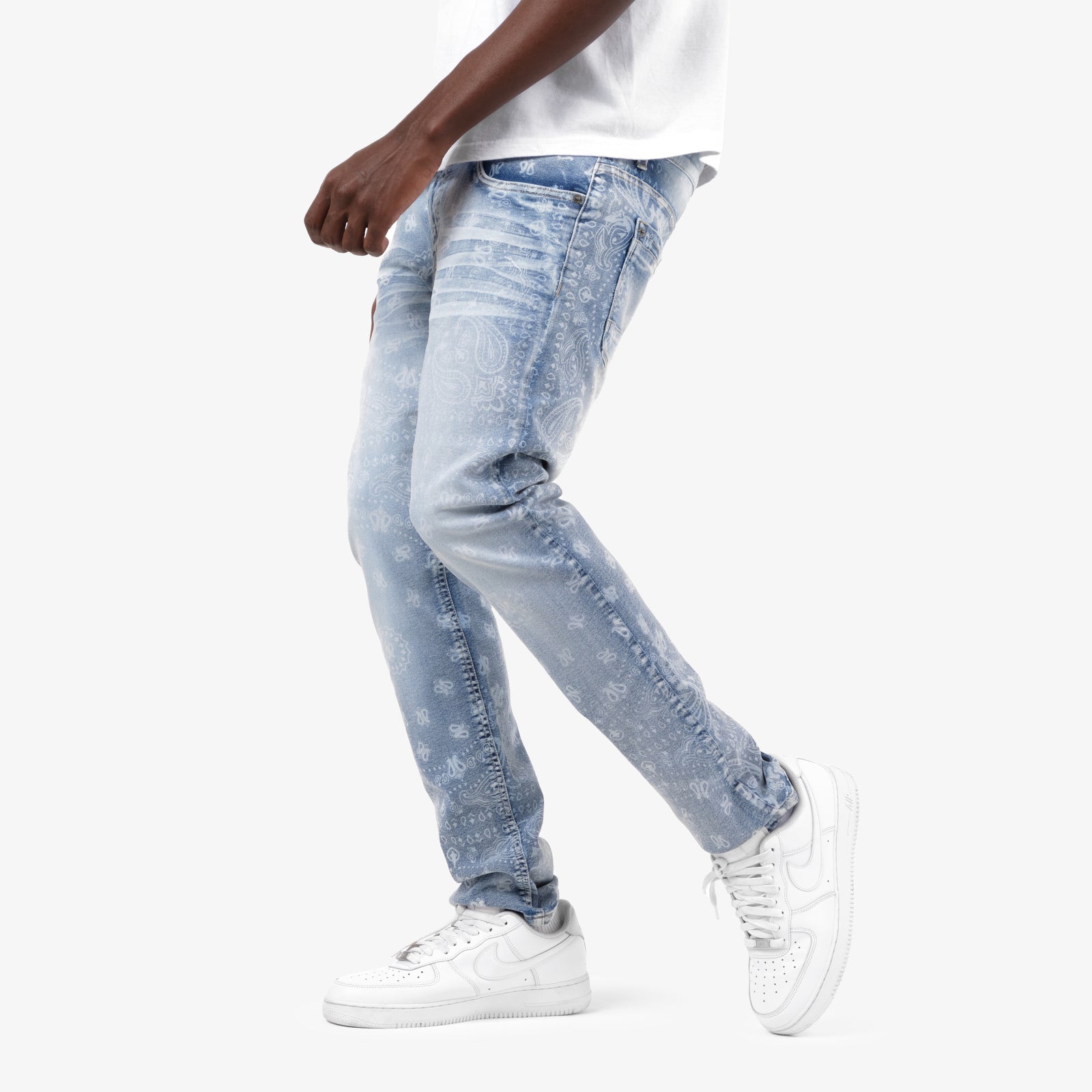 LIGHT SAND BLUE PAISLEY JEANS