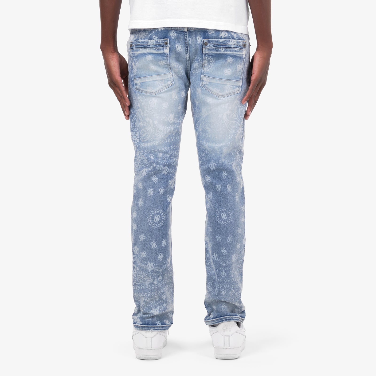 LIGHT SAND BLUE PAISLEY JEANS