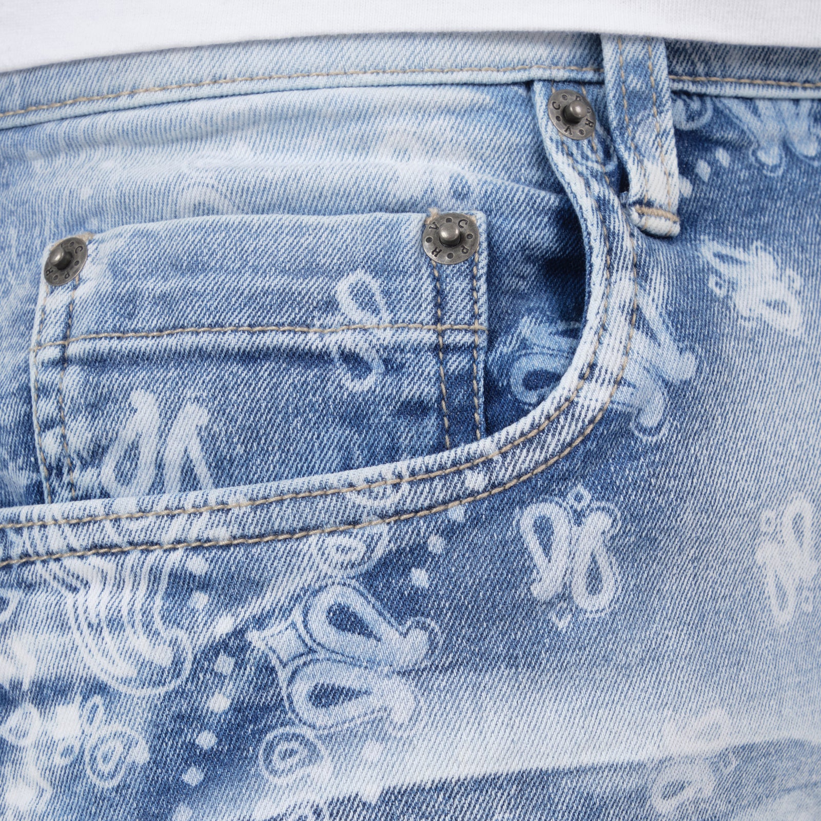 LIGHT SAND BLUE PAISLEY JEANS