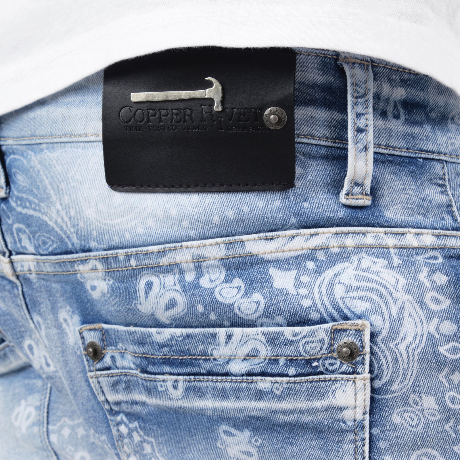LIGHT SAND BLUE PAISLEY JEANS
