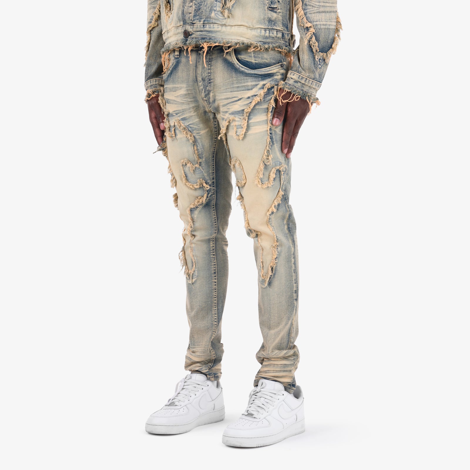 VINTAGE WASHED FRAYED JEANS