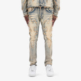 VINTAGE WASHED FRAYED JEANS
