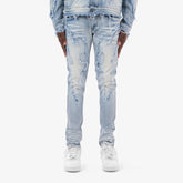 LIGHT SAND BLUE FRAYED JEANS