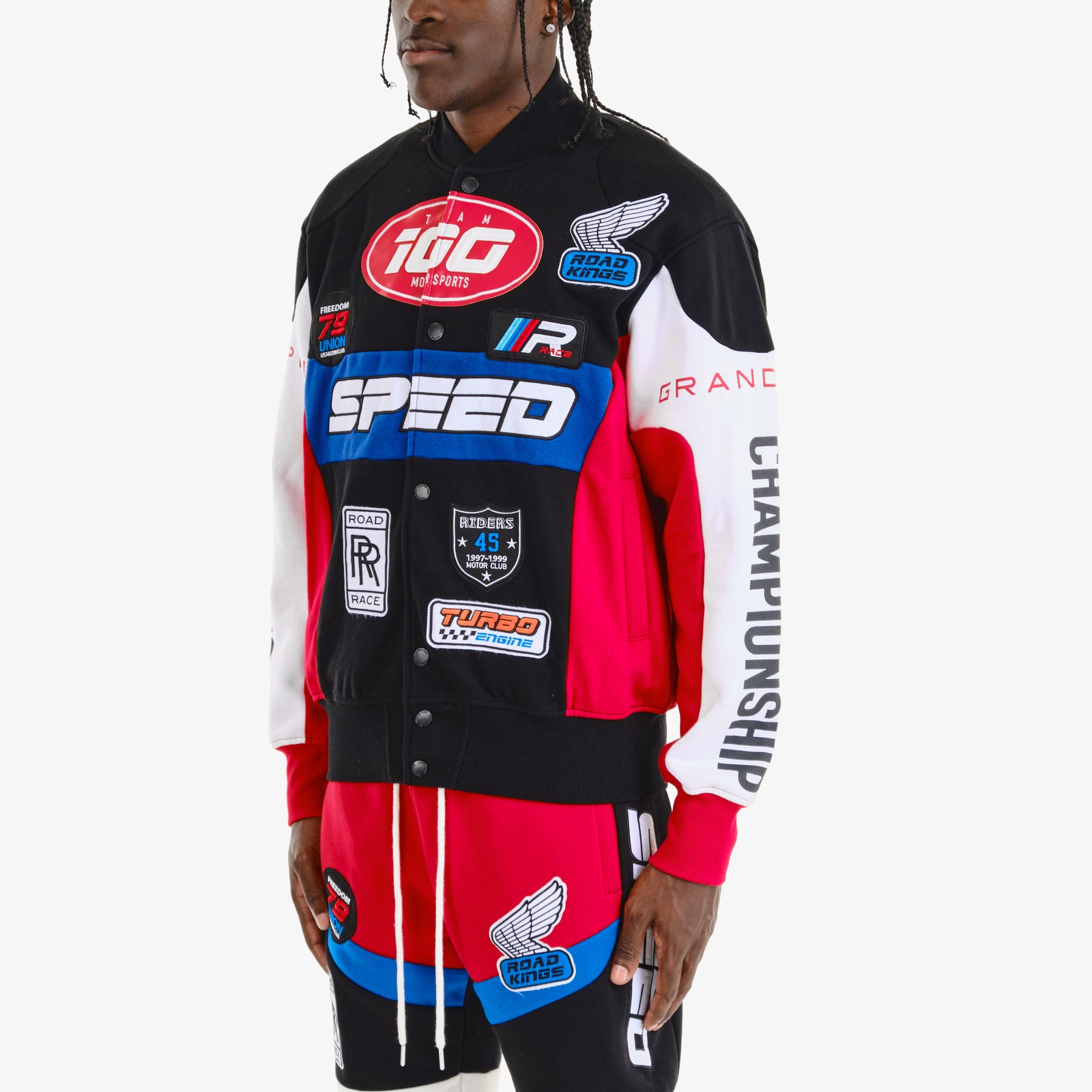 BLACK/RED SPEED FLEECE BUTTON DOWN