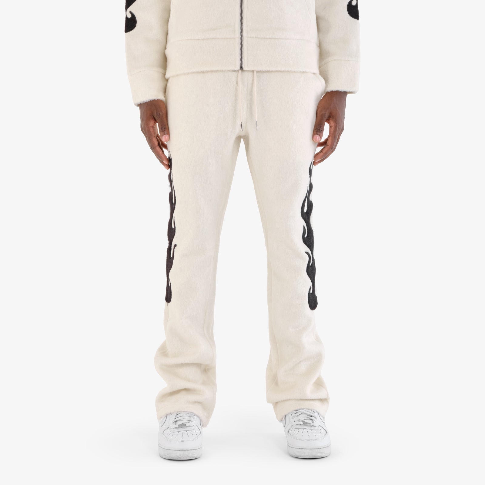 CREAM "SAINTS" MOHAIR STACKED PANTS