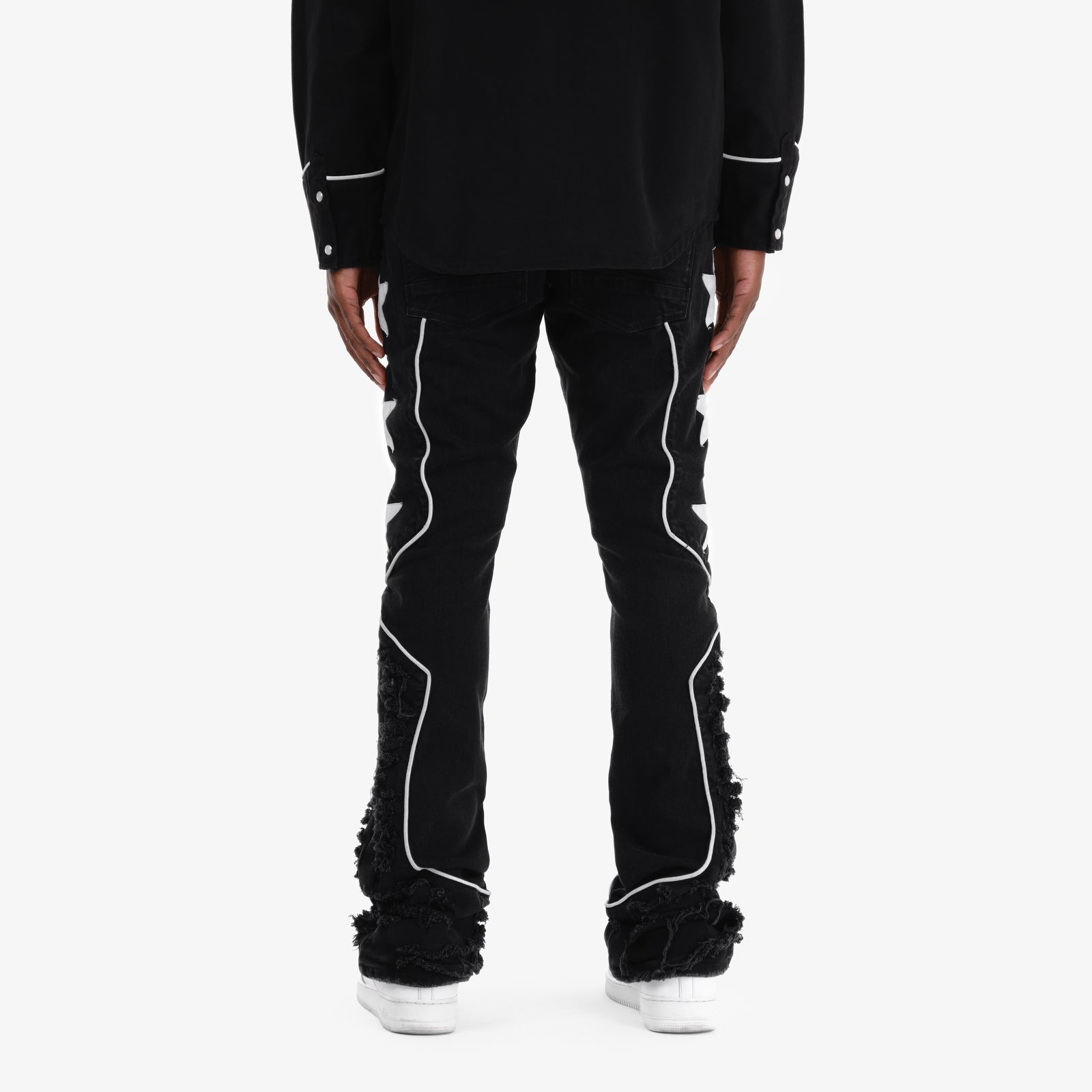 JET BLACK WESTERN STACKED JEANS