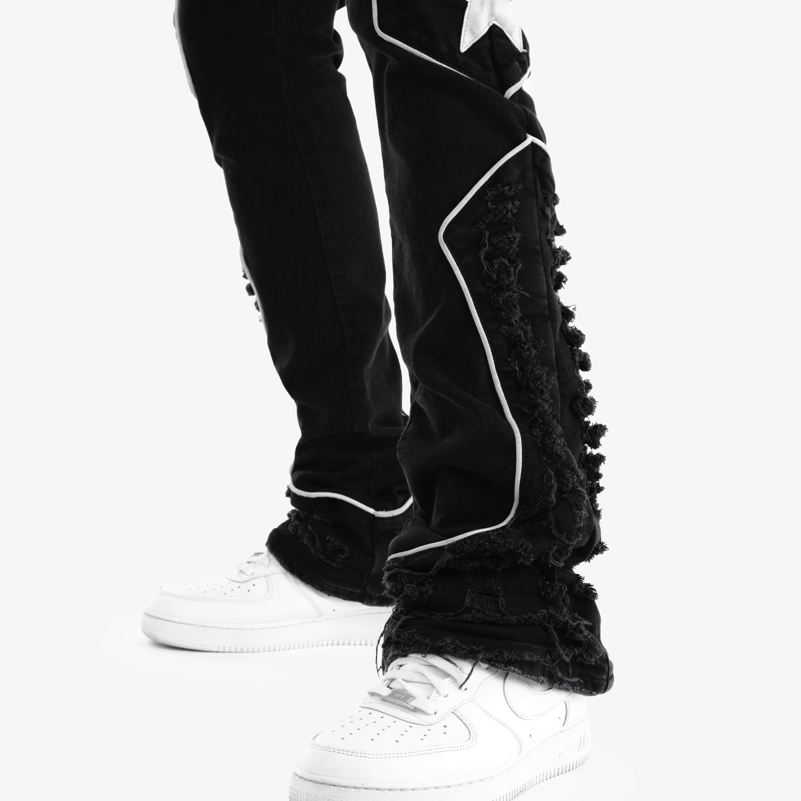 JET BLACK WESTERN STACKED JEANS
