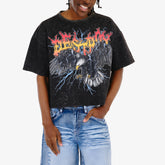 BLACK "EAGLE" CROP T-SHIRT