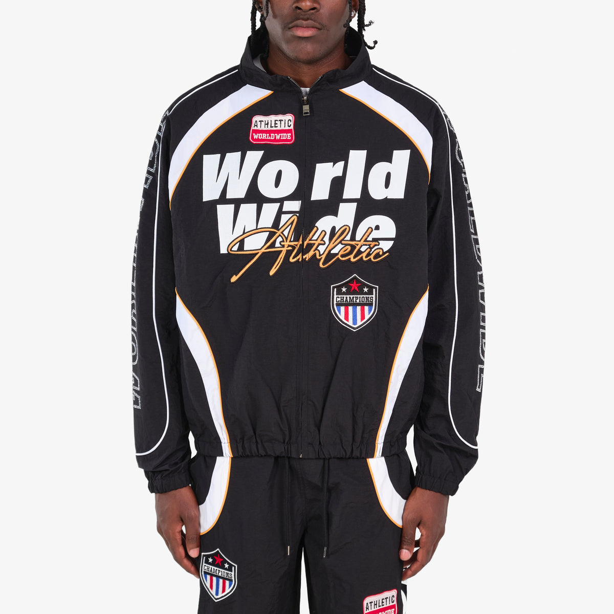 BLACK NYLON WORLDWIDE FULL-ZIP