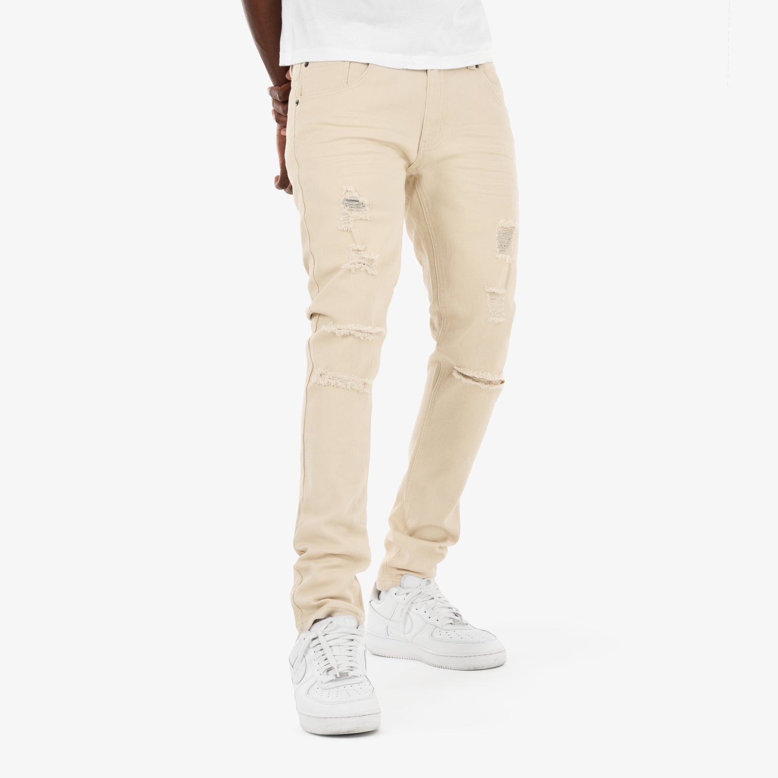 BEIGE PANTS WITH RIPS
