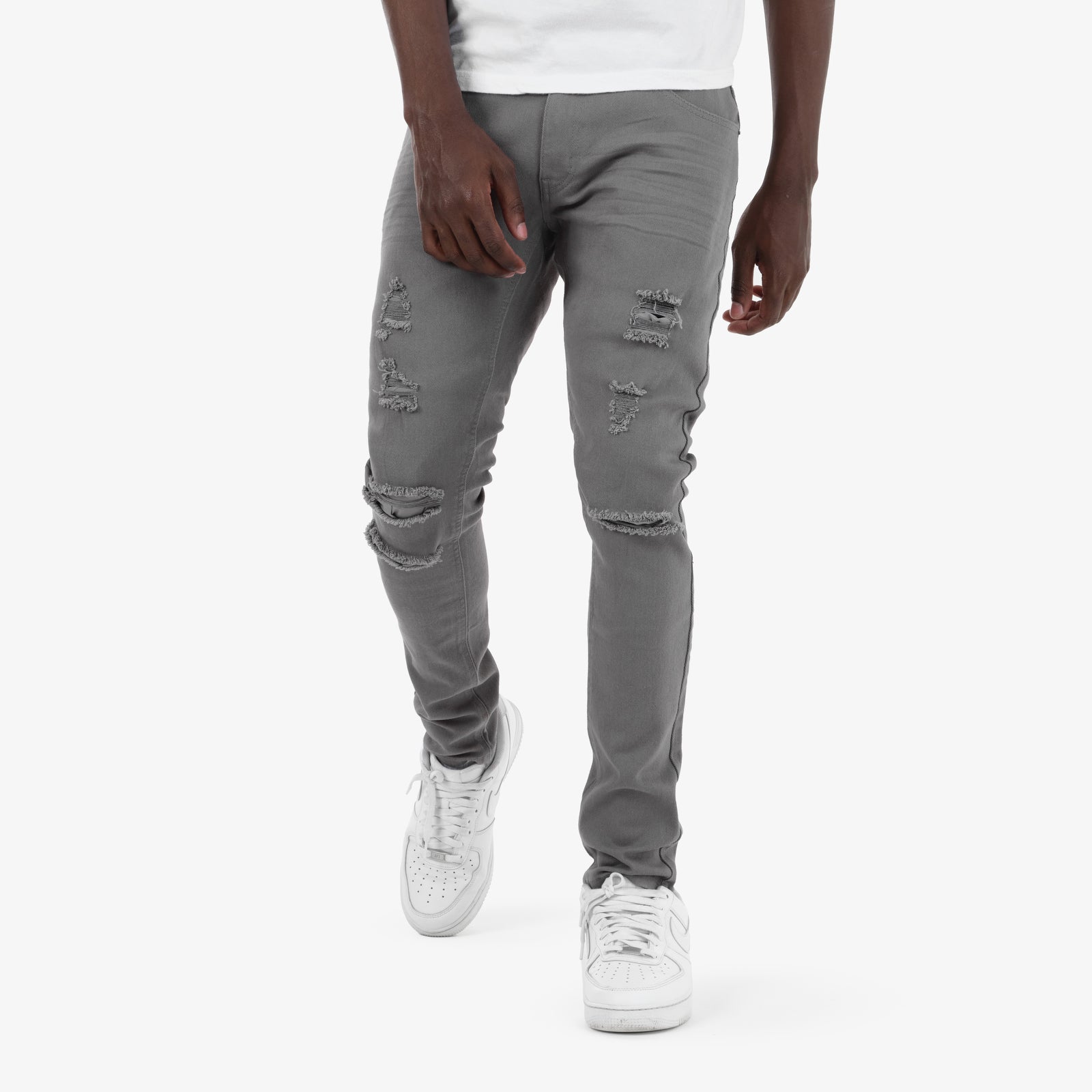 GREY PANTS WITH RIPS