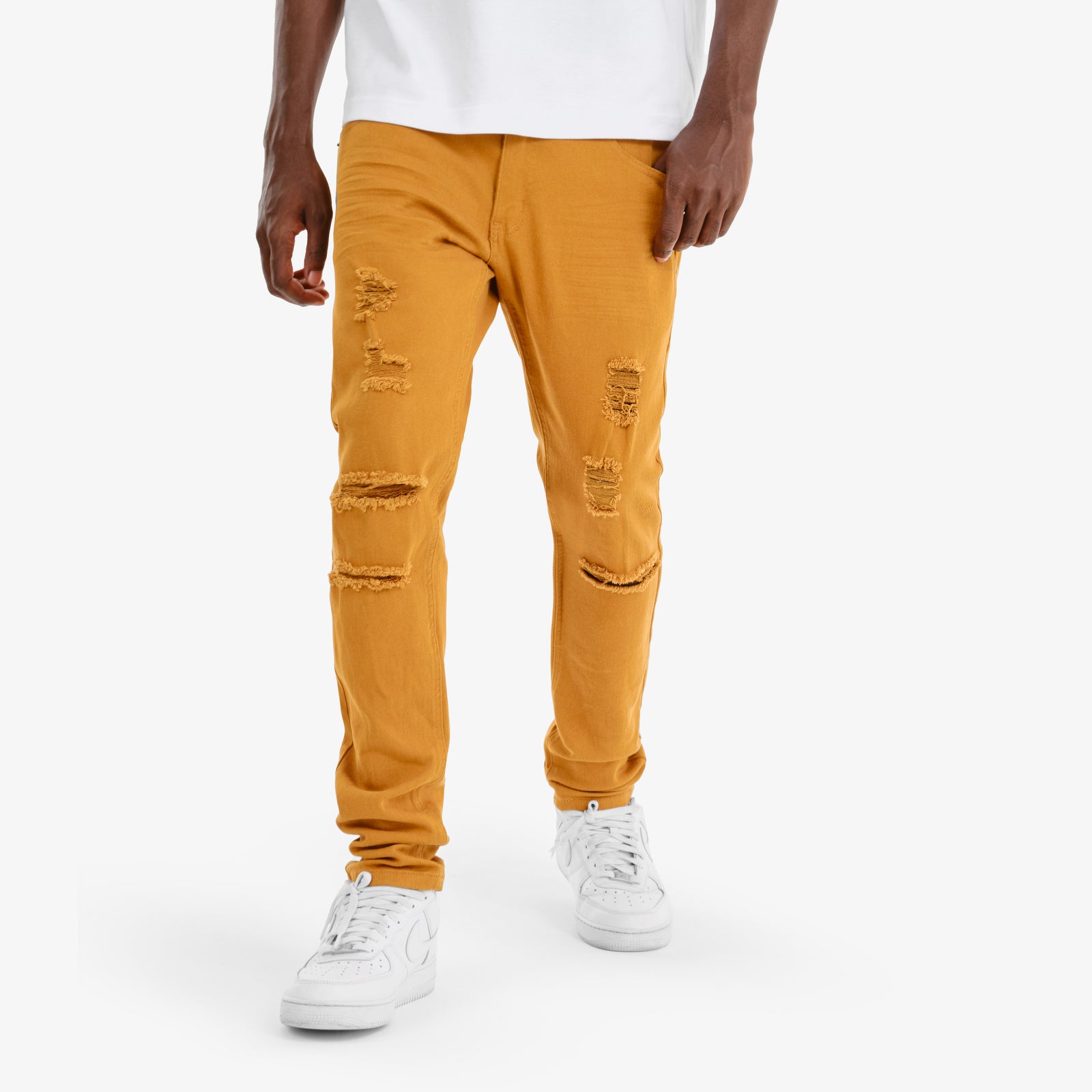 TIMBER BROWN PANTS WITH RIPS