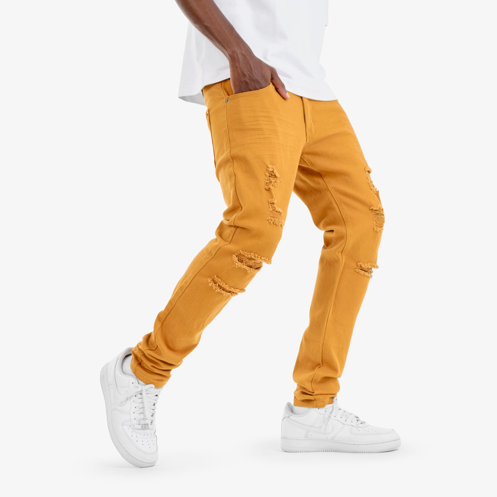 TIMBER BROWN PANTS WITH RIPS