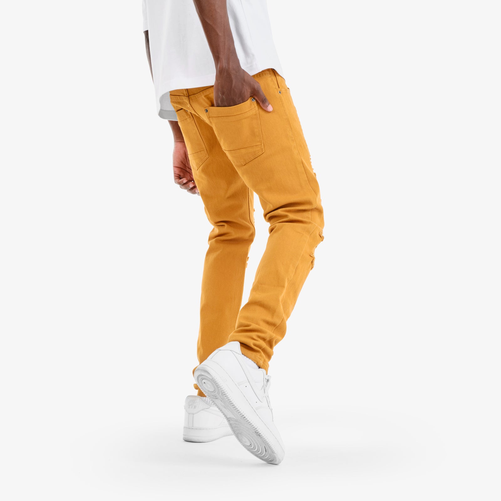 TIMBER BROWN PANTS WITH RIPS