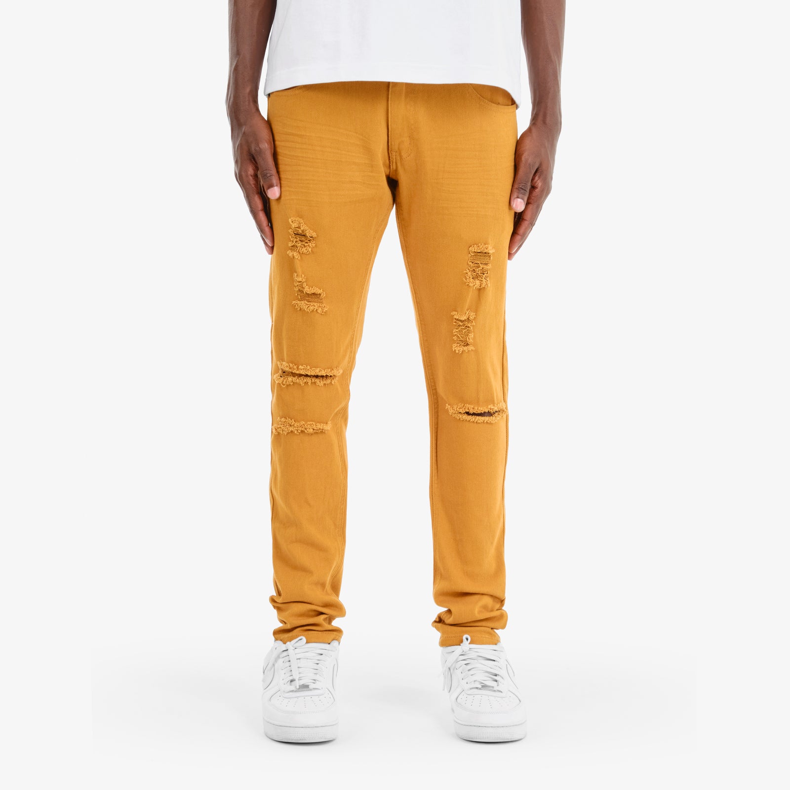 TIMBER BROWN PANTS WITH RIPS