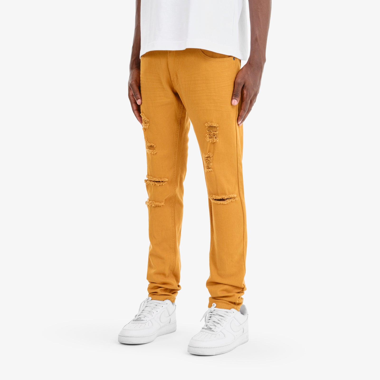 TIMBER BROWN PANTS WITH RIPS