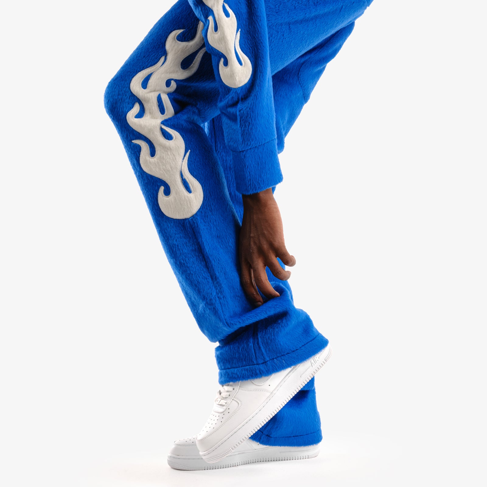 ROYAL BLUE "SAINTS" MOHAIR PANTS W/ PEARL DETAILS
