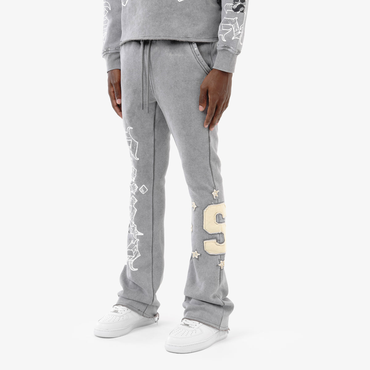 GRAY SAINT W/ RHINESTONES PANTS