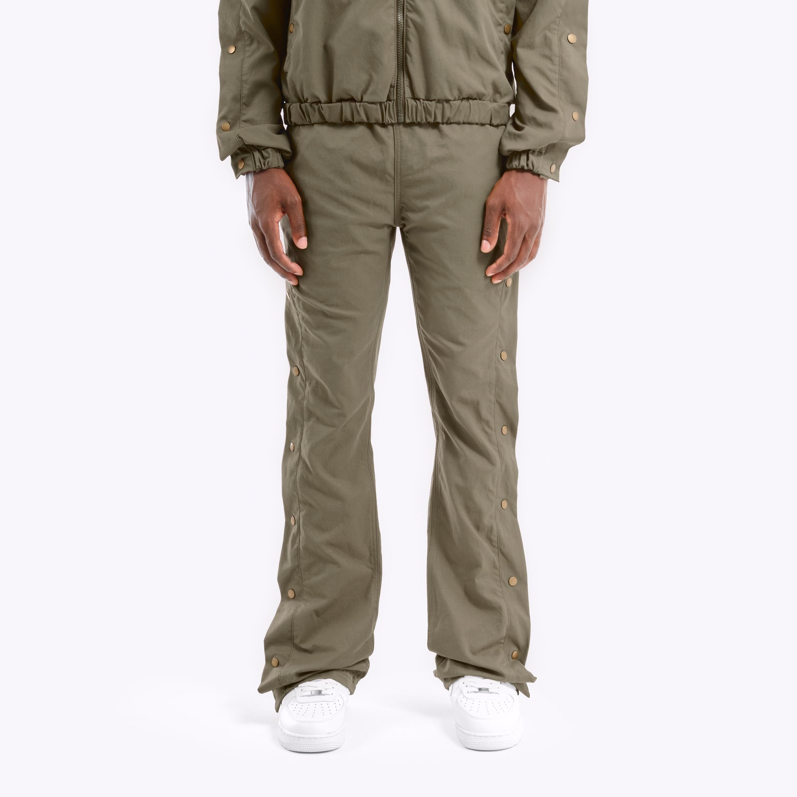 OLIVE PANTS W/ SIDE BUTTONS