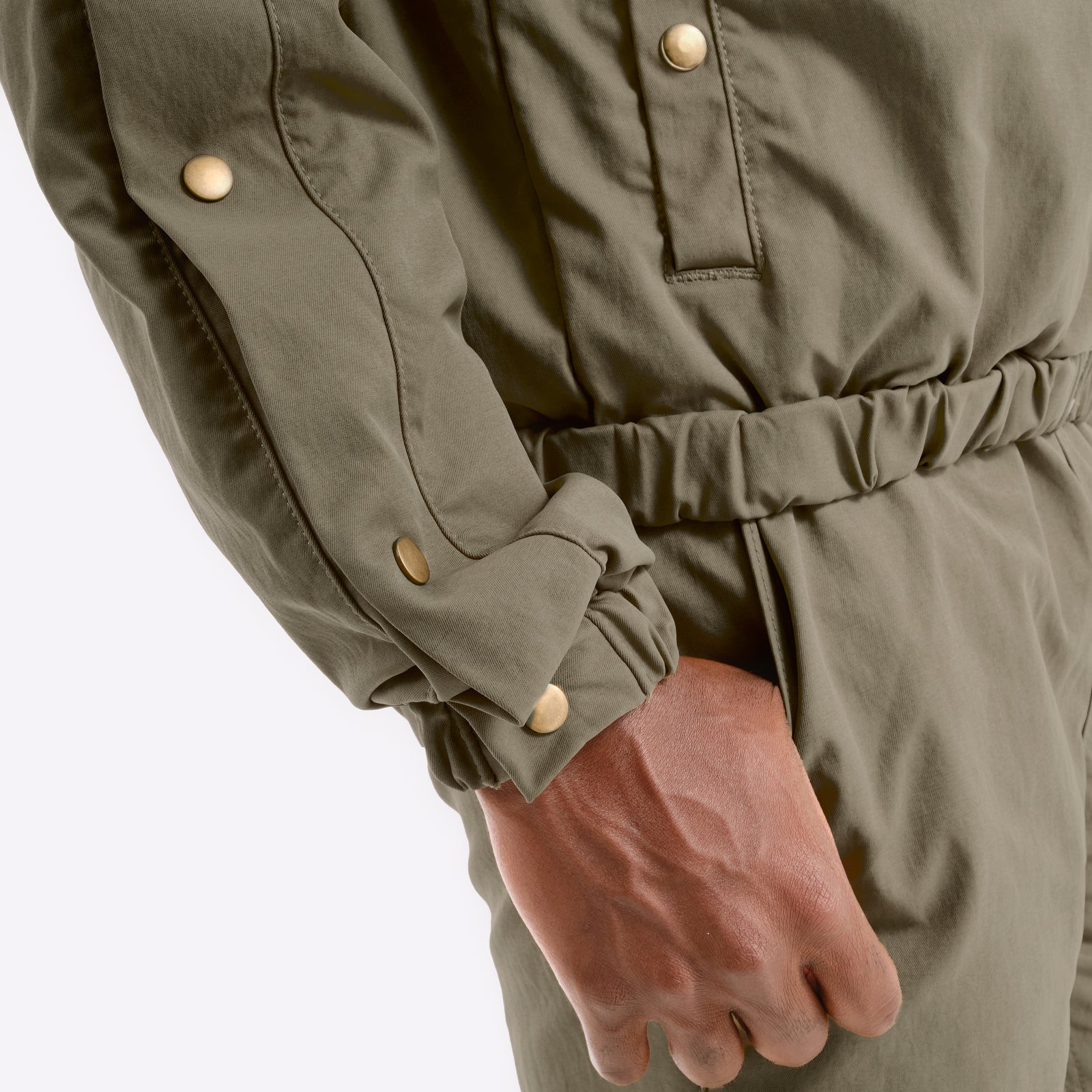 OLIVE FULL ZIP W/ SIDE BUTTONS