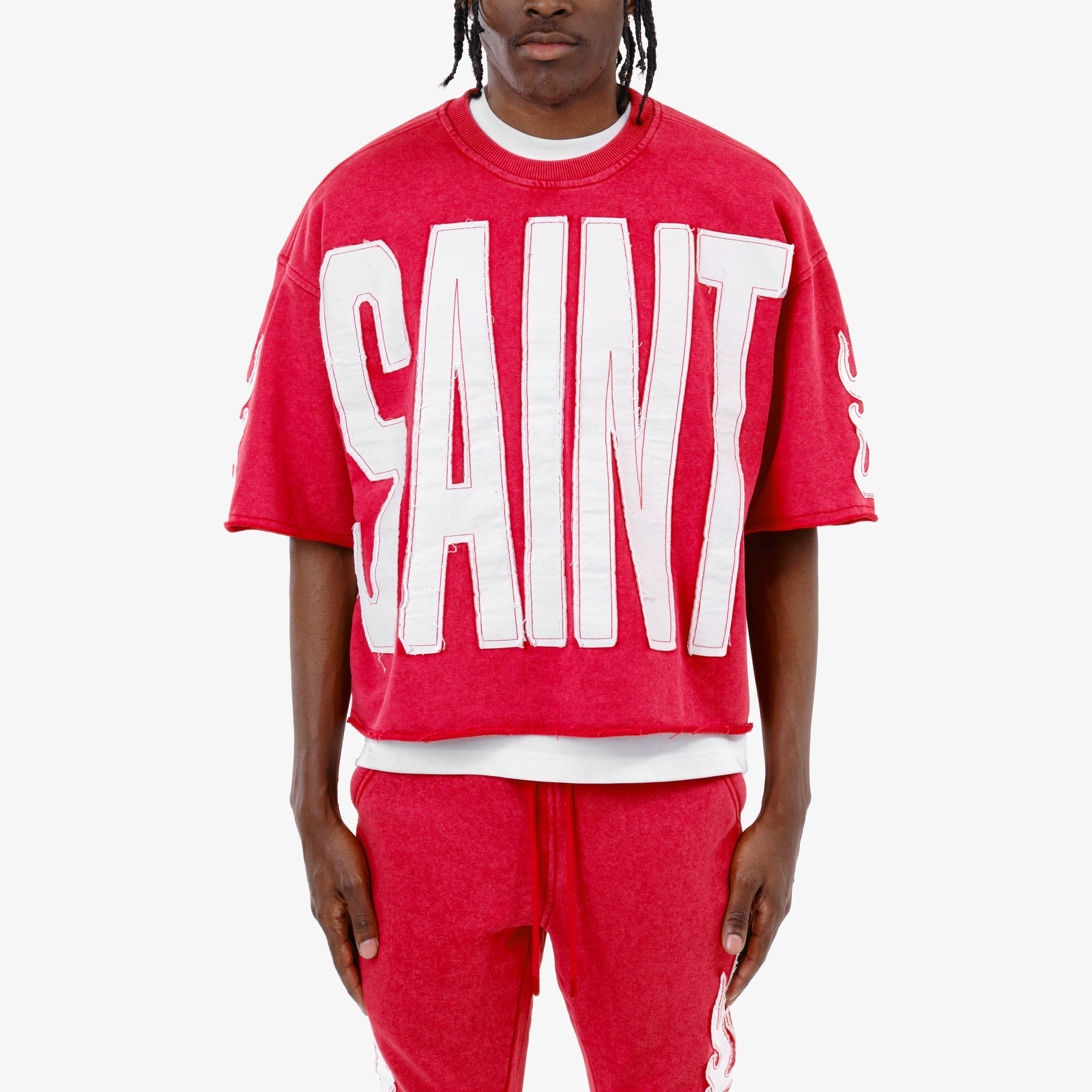 CROPPED RED SAINT SHORT SLEEVE