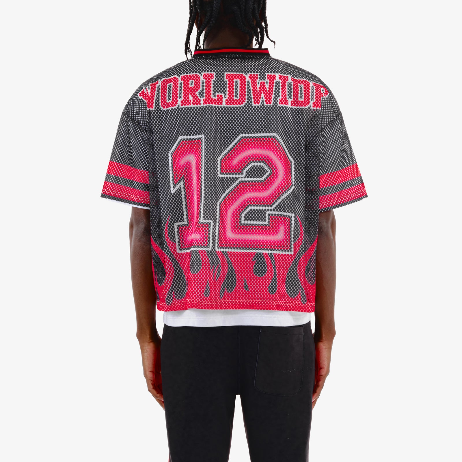 CROPPED BLACK MESH ANGEL SHORT SLEEVE