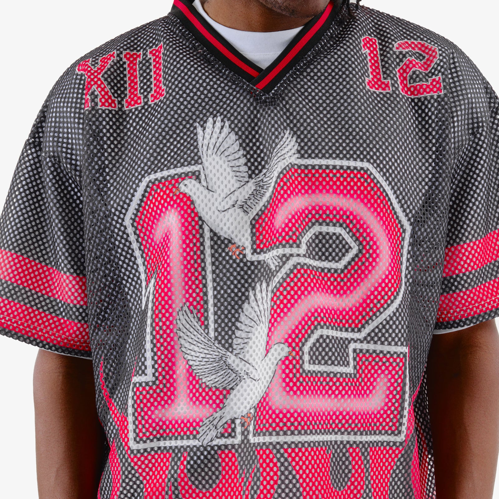 CROPPED BLACK MESH ANGEL SHORT SLEEVE