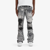 GRAY MULTI CARGO STACKED DENIMS