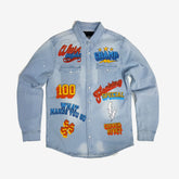 LIGHT BLUE DENIM SHIRT WITH PRINTS - Copper Rivet