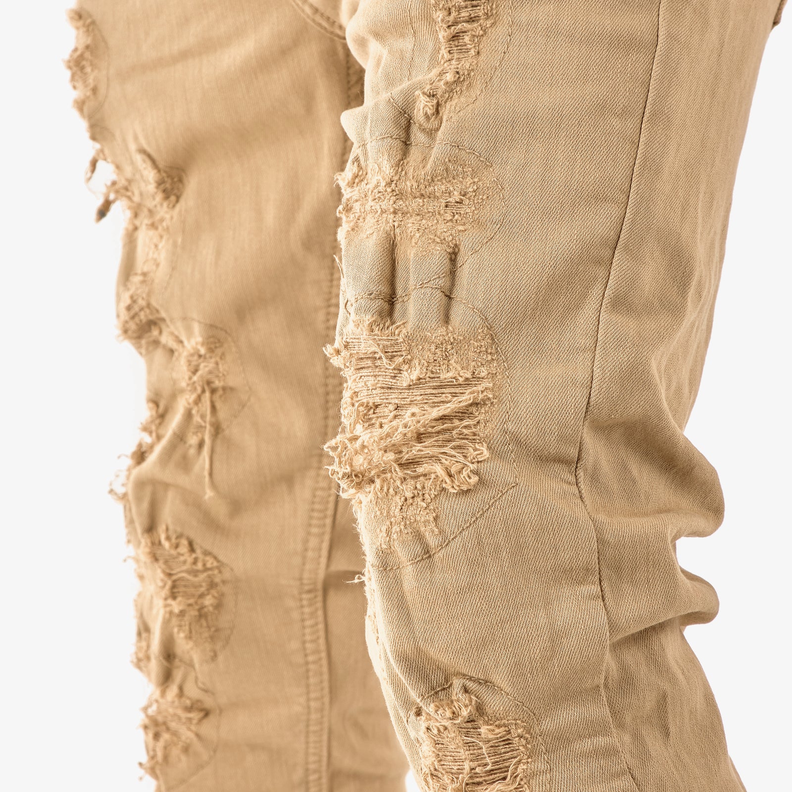 KHAKI PANTS WITH RIPS & PERMANENT WRINKLES