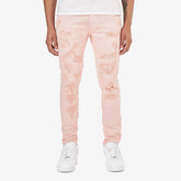 SALMON PINK PANTS WITH RIPS & PERMANENT WRINKLES