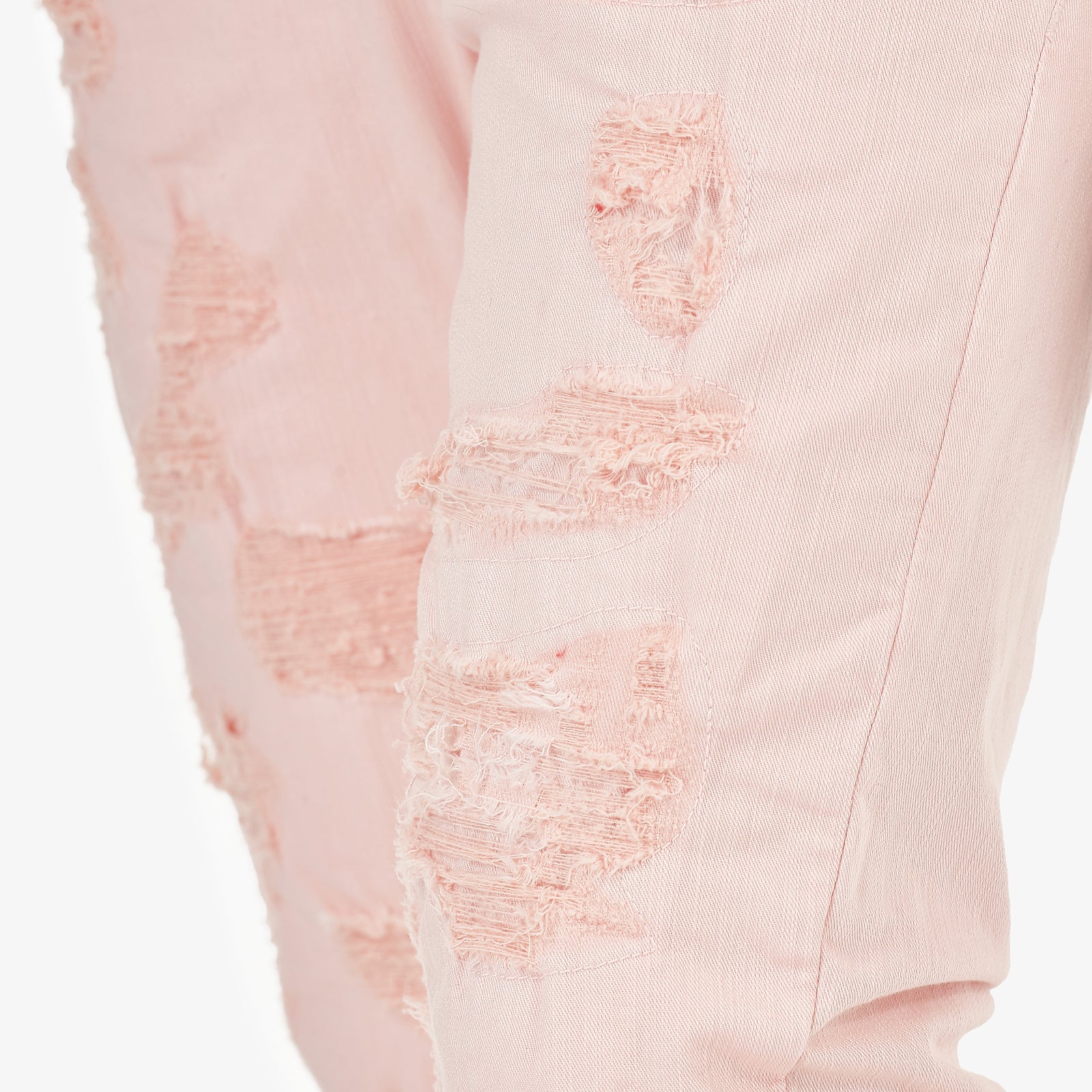 SALMON PINK PANTS WITH RIPS & PERMANENT WRINKLES